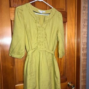 Boden sheath 100% linen tie back waist Size 6R zipper under arm